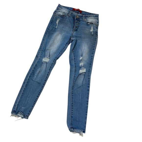 Goco star Skinny Blue Distressed Denim Jeans size 0 - Picture 1 of 6